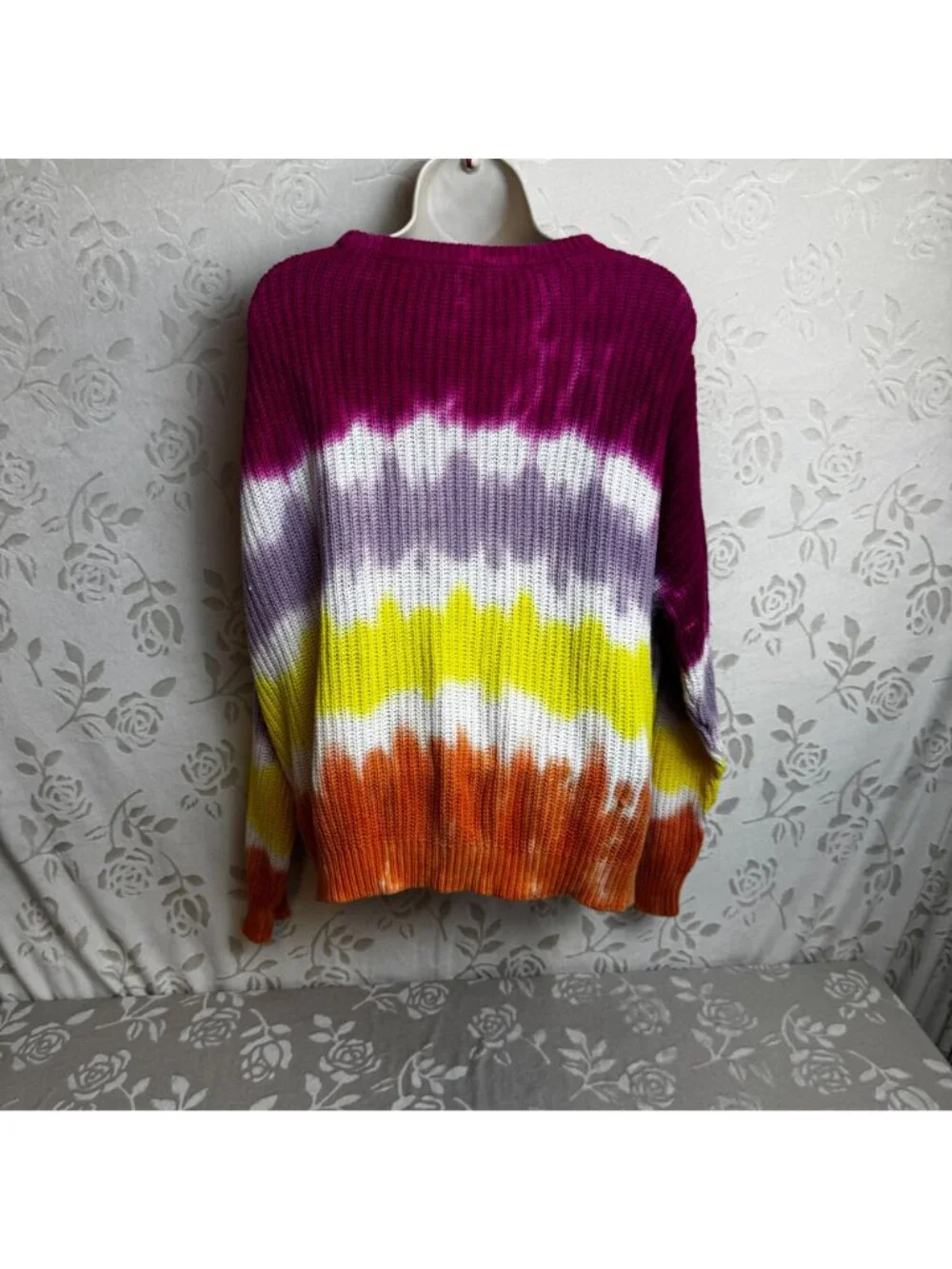 Wild Fable Multicolor Tie-Dye Ombre Sweater Oversized Cotton Blend Boho Whimsy L - Picture 4 of 6